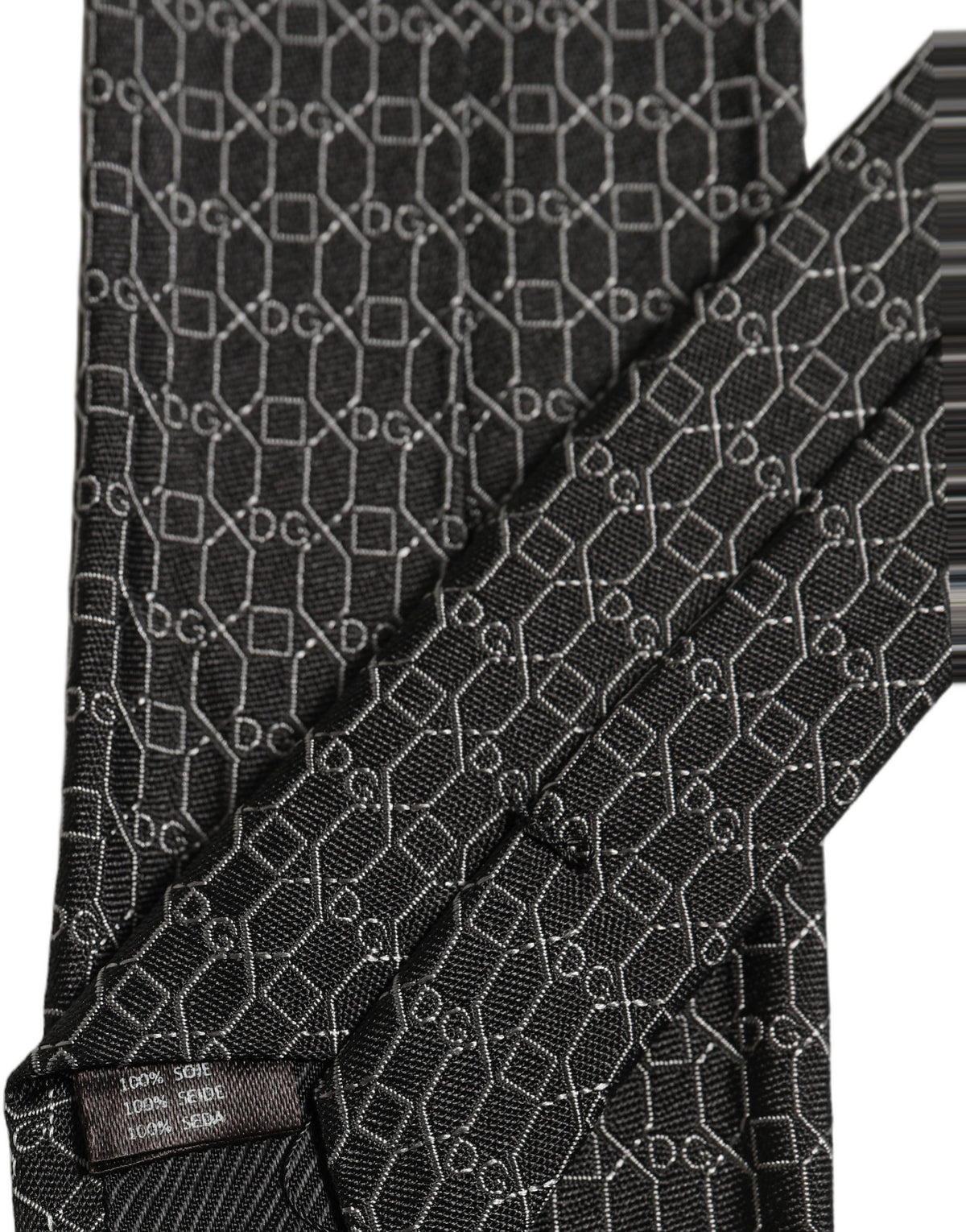 Dolce & Gabbana Dark Gray Silk DG Monogram Adjustable Men'sd NeckMen's Men's Tie