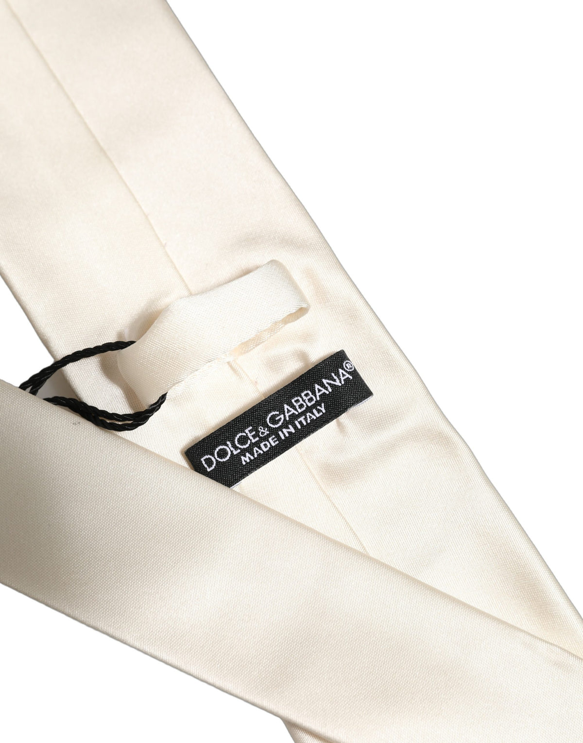 Dolce & Gabbana Cream Satin 100% Silk Adjustable Men'sd Men NeckMen's Men's Tie (Pre-Owned)