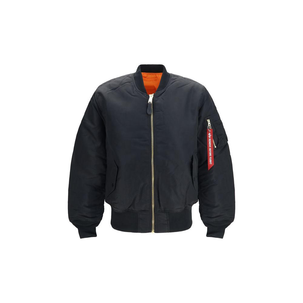 ALPHA INDUSTRIES Black Nylon Men's Bomber