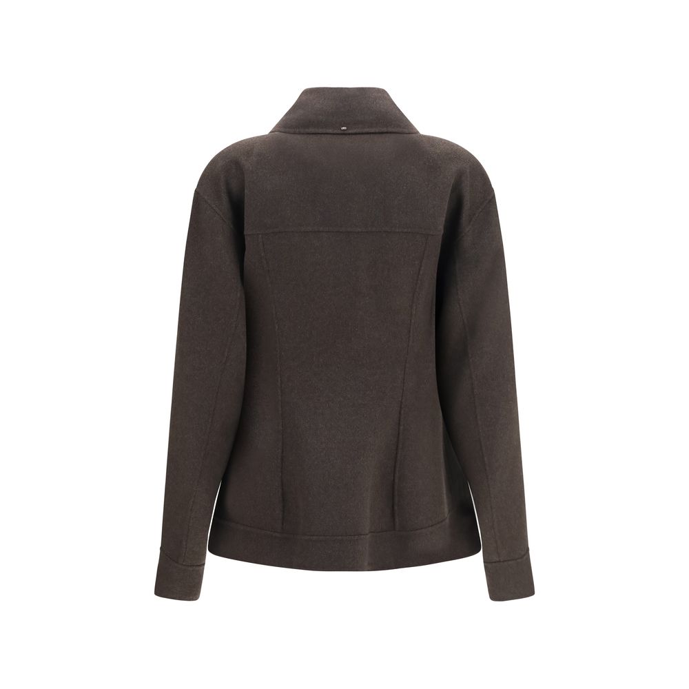 Max Mara Brown Wool Oves Aries Full-Length Women's Jacket