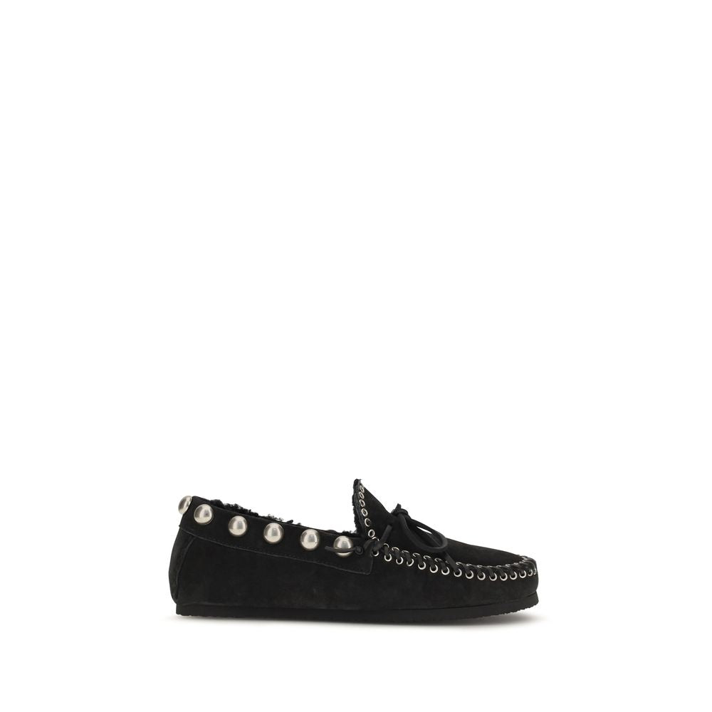 Isabel Marant Black Calf Leather Bos Taurus Slip-On Women's Loafers