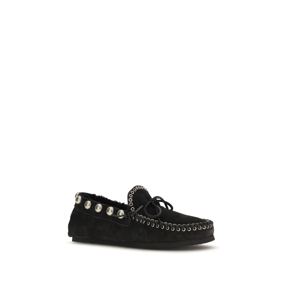 Isabel Marant Black Calf Leather Bos Taurus Slip-On Women's Loafers