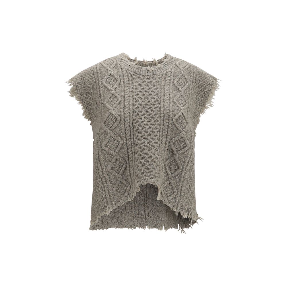 R13 Beige Wool Oves Aries Sleeveles Women's Sweater