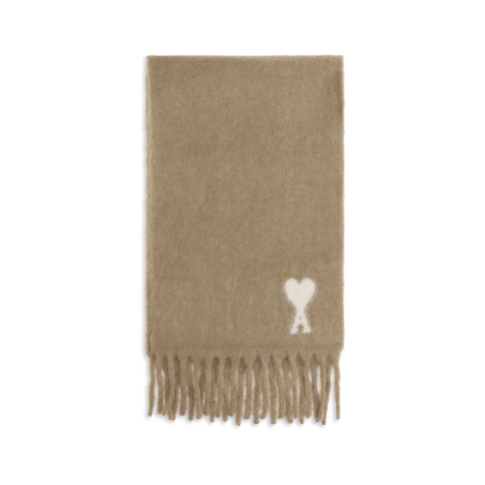 Ami Paris Beige Alpaca Vicugna Pacos Men's Scarf