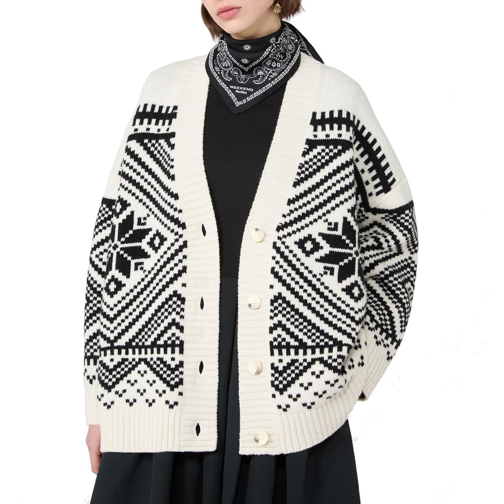 Max Mara White Virgin Wool Women's Cardigan
