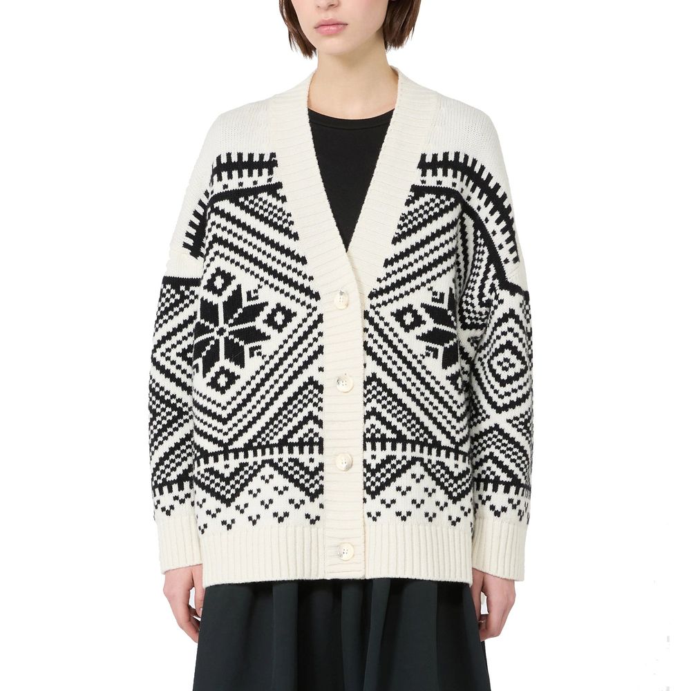 Max Mara White Virgin Wool Women's Cardigan