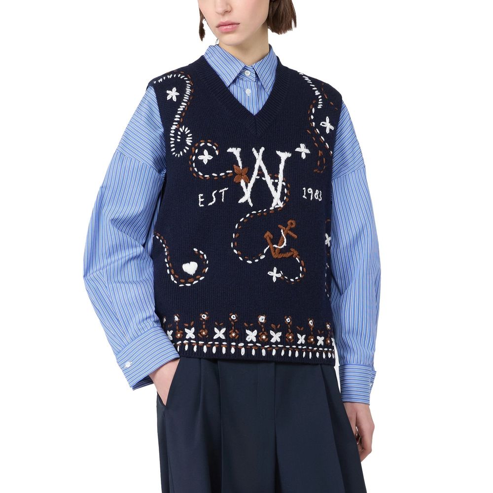 Max Mara Blue Virgin Wool Women's Waistcoat