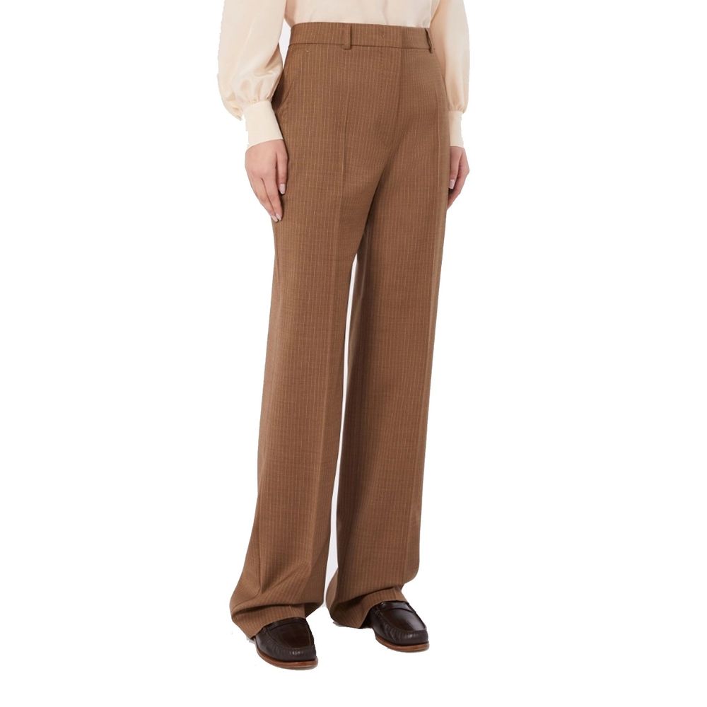 Max Mara Brown Virgin Wool Dress Women's Pants