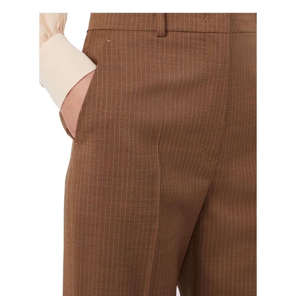 Max Mara Brown Virgin Wool Dress Women's Pants