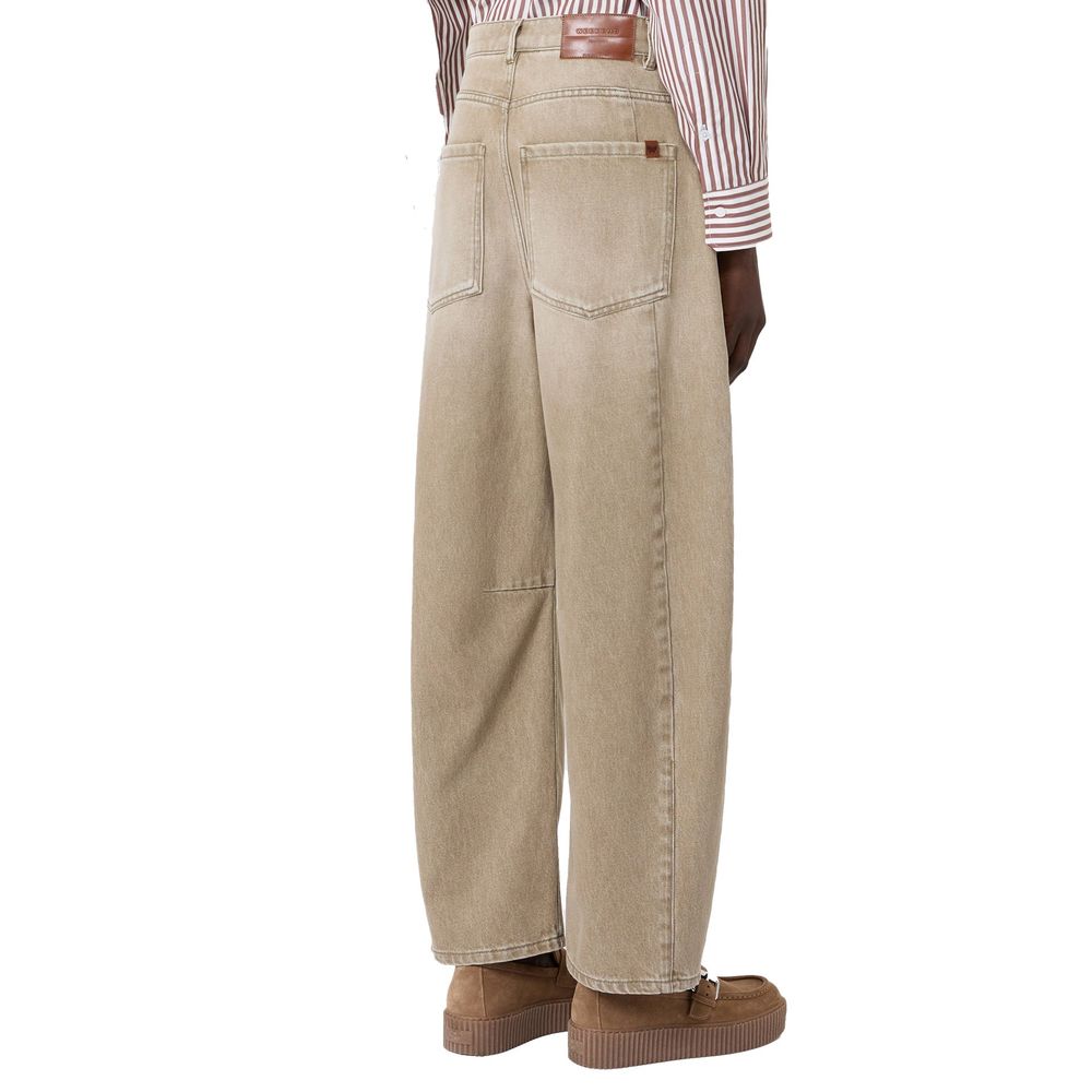 Max Mara Beige Cotton Relaxed Fit Women's Jeans
