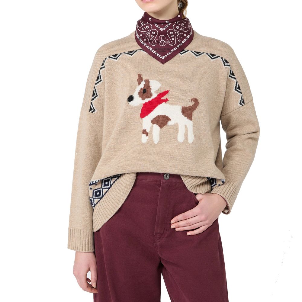 Max Mara Beige Virgin Wool Women's Sweatshirt