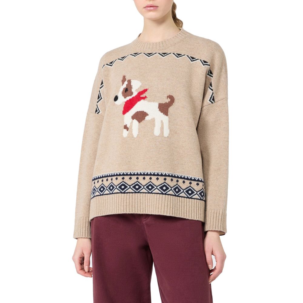 Max Mara Beige Virgin Wool Women's Sweatshirt