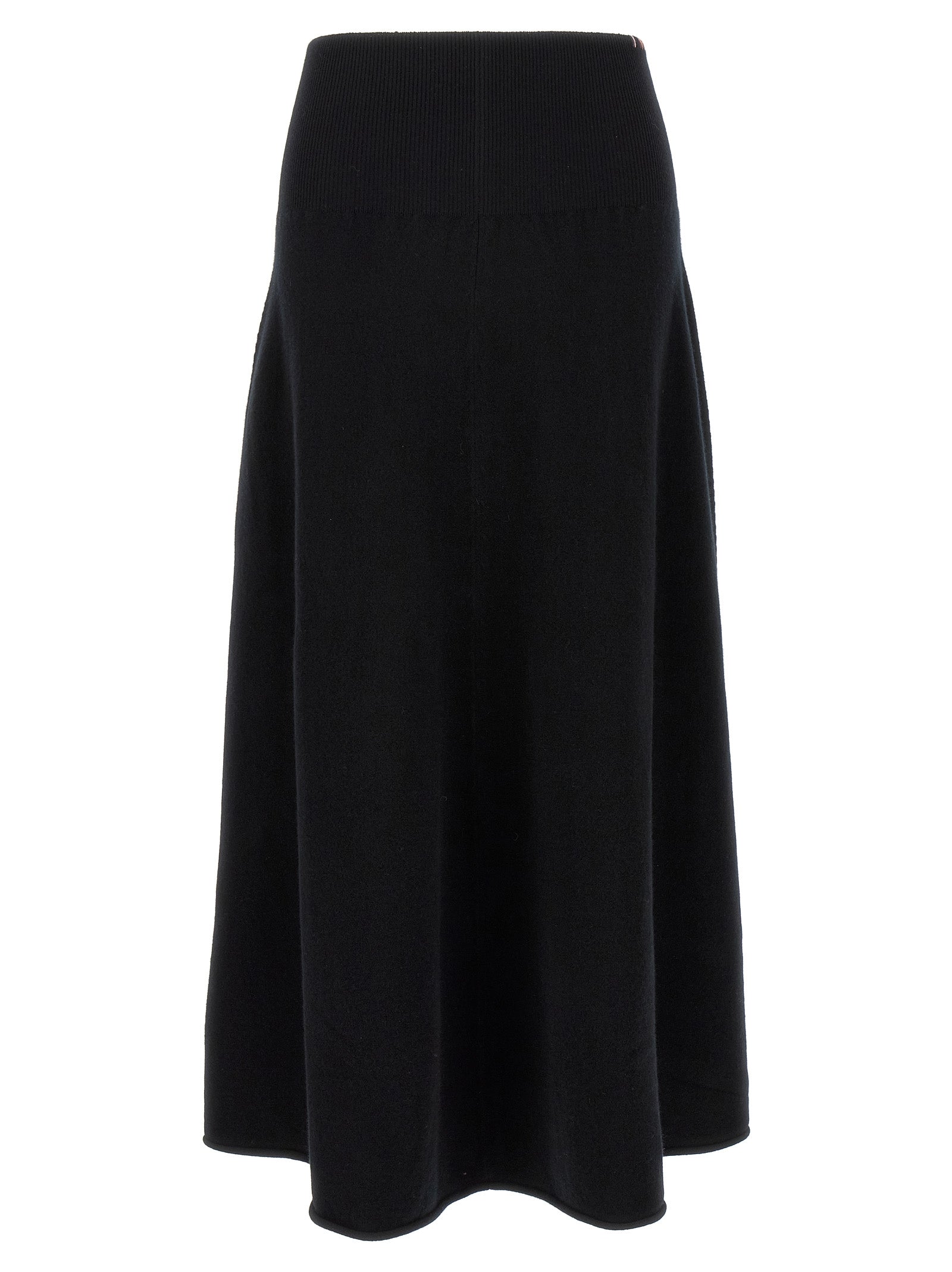 Extreme Cashmere Black Cashmere Midi Women's Skirt
