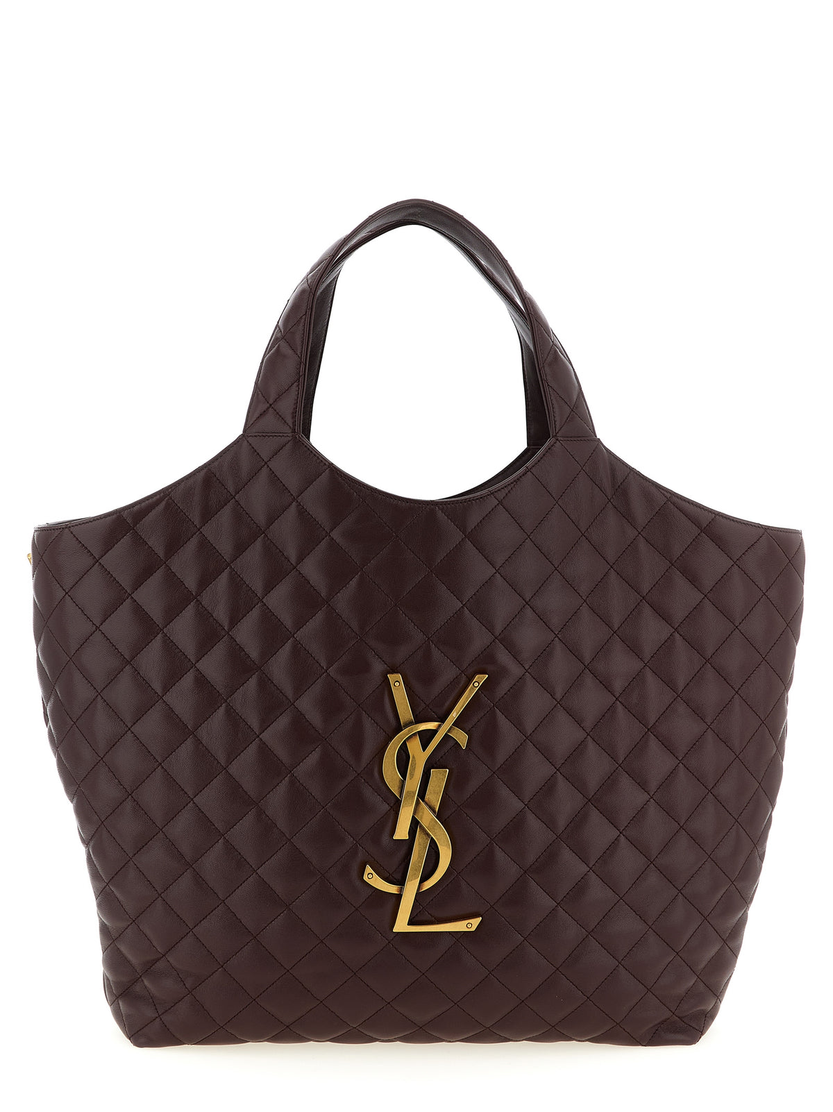 Saint Laurent Bordeaux Lamb Leather Tote Women's Bag