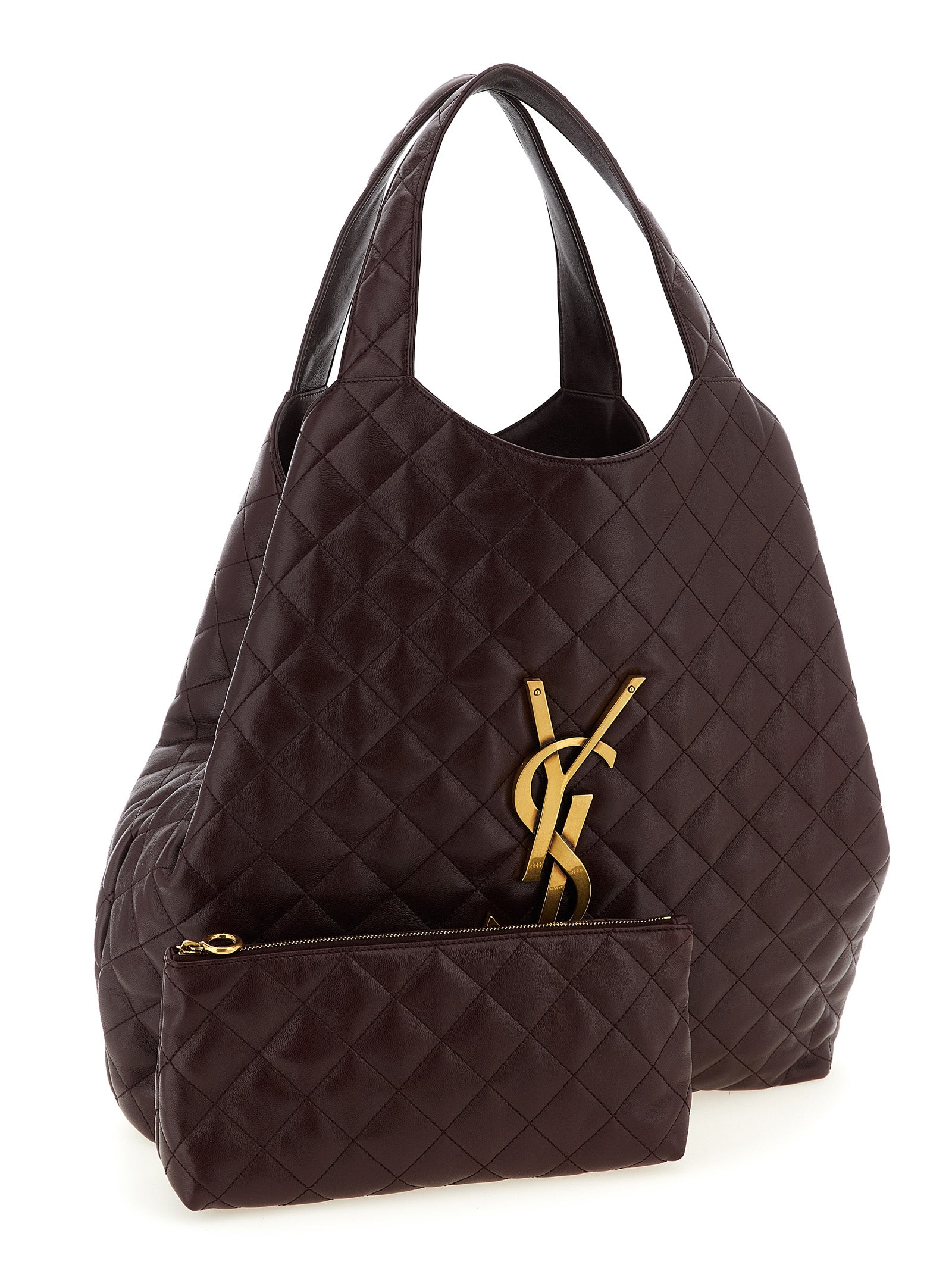 Saint Laurent Bordeaux Lamb Leather Tote Women's Bag