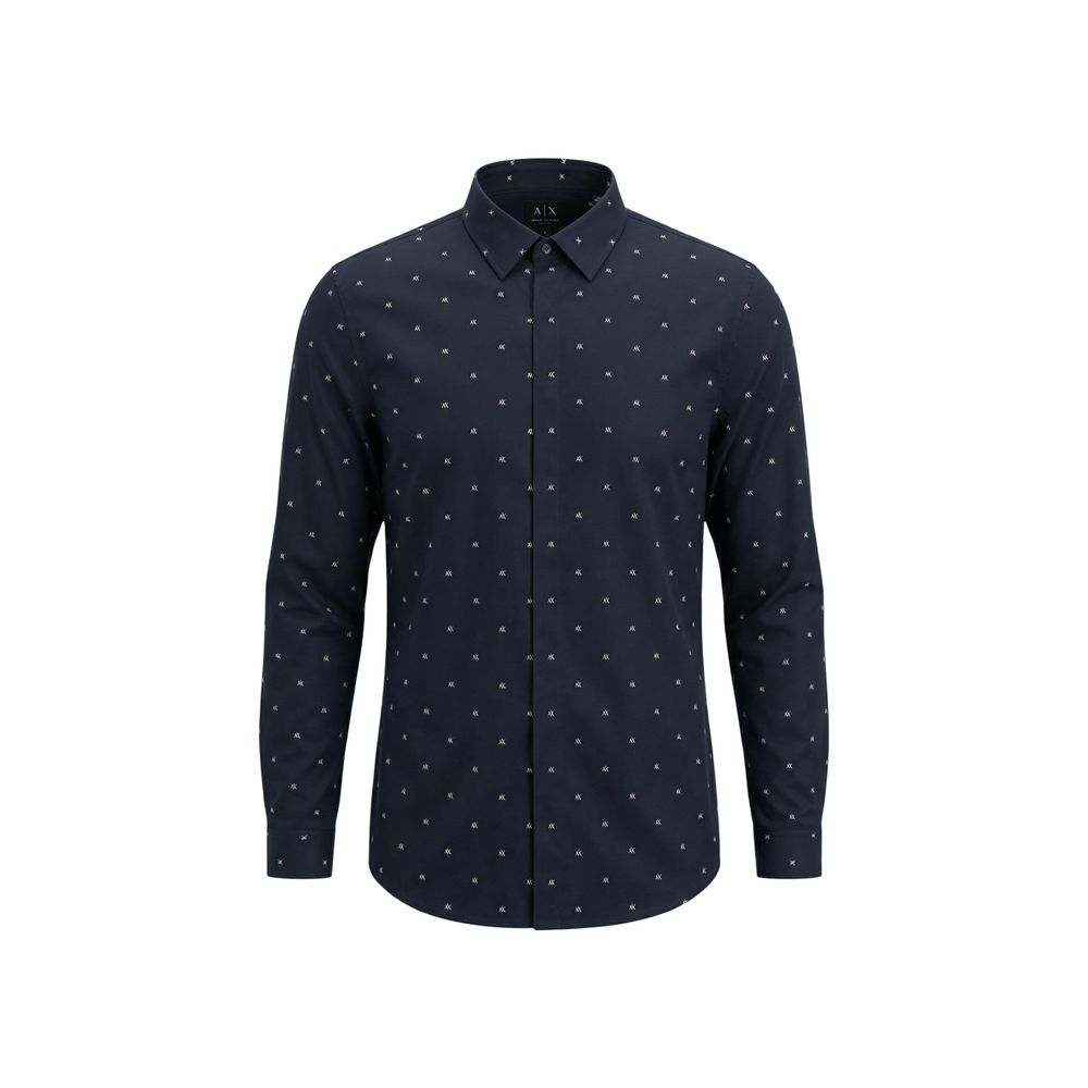 Armani Exchange Blue Cotton Pattern Men's Shirt