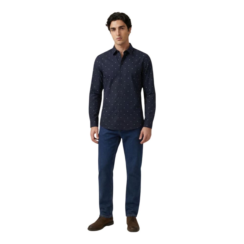 Armani Exchange Blue Cotton Pattern Men's Shirt