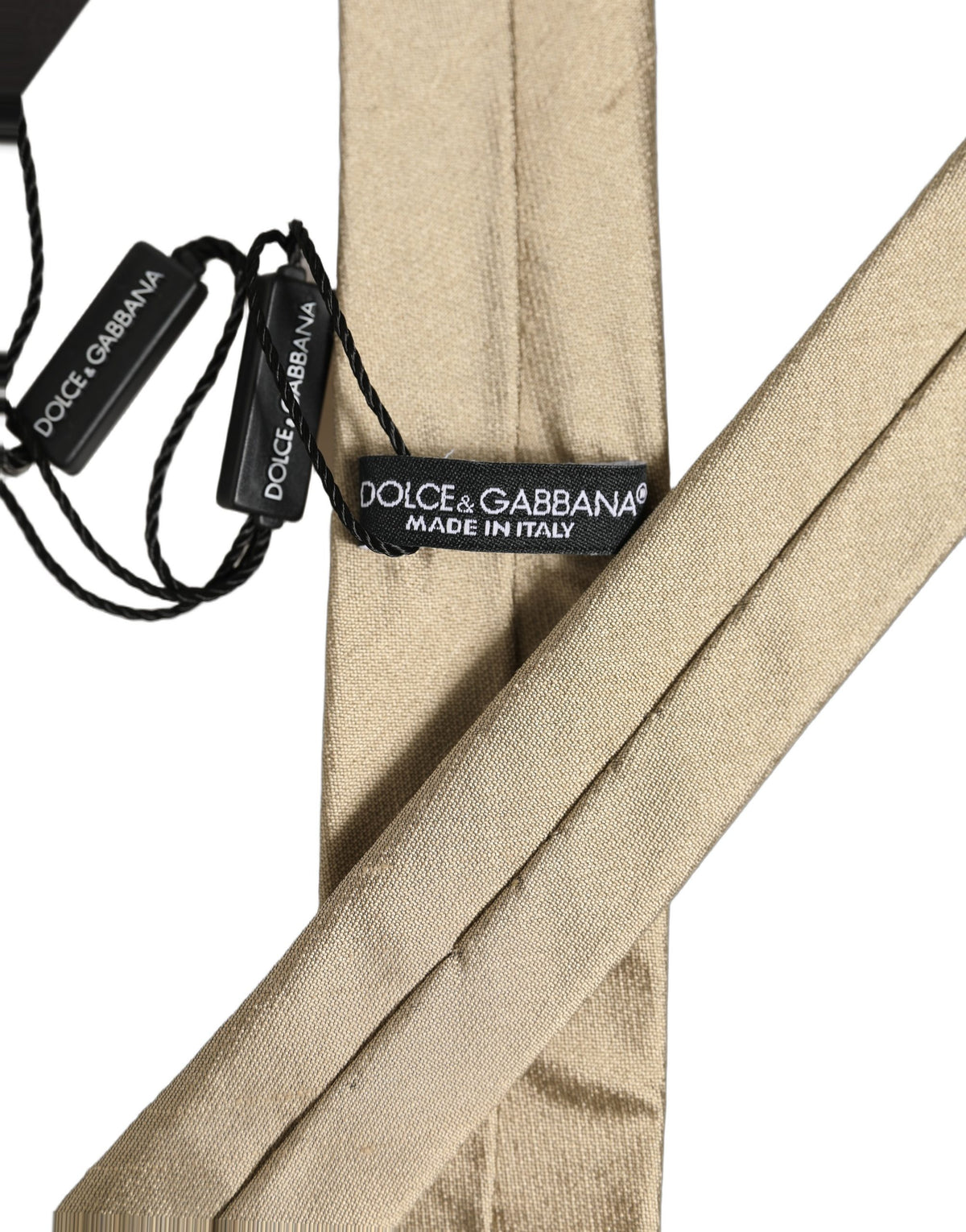 Dolce & Gabbana Gold Satin Silk Textured Adjustable NeckMen's Accessory Men's Tie