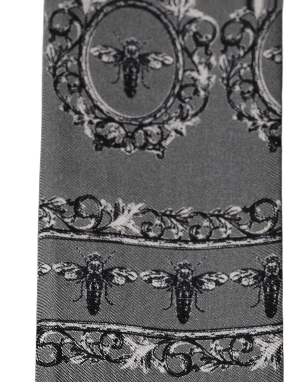 Dolce & Gabbana Men Gray Bee Silk Skinny Twilly Foulard Men's Scarf