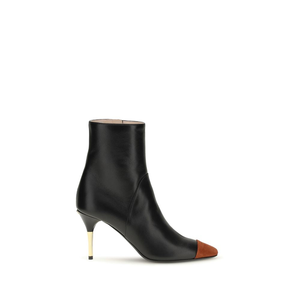 Valentino Garavani Black Calf Leather Bos Taurus Ankle Women's Boots