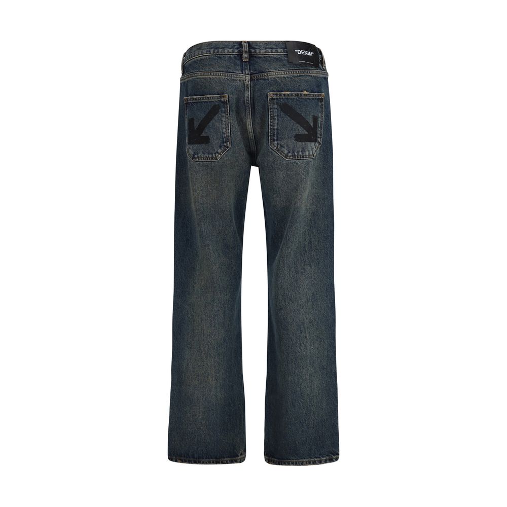 Off-White Blue Cotton Straight-Leg Men's Jeans