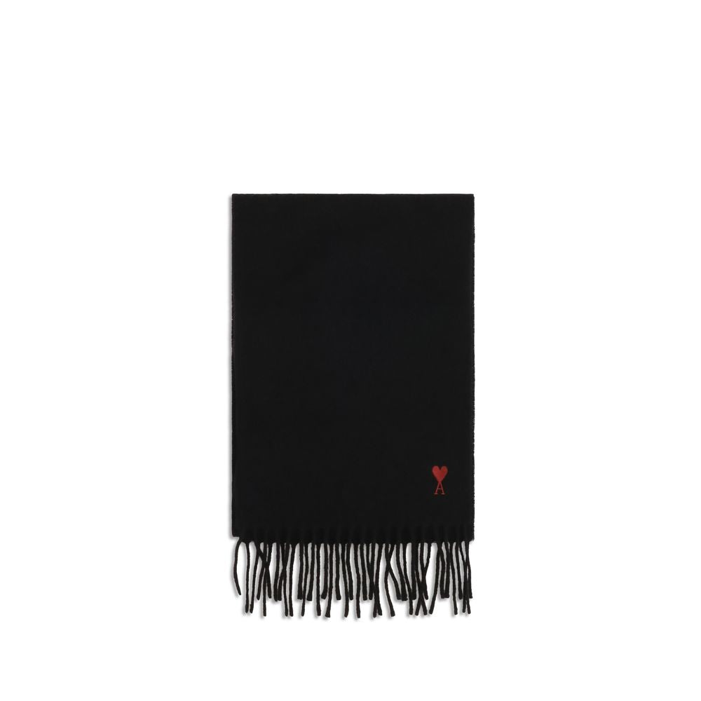 Ami Paris Black Wool Oves Aries Men's Scarf