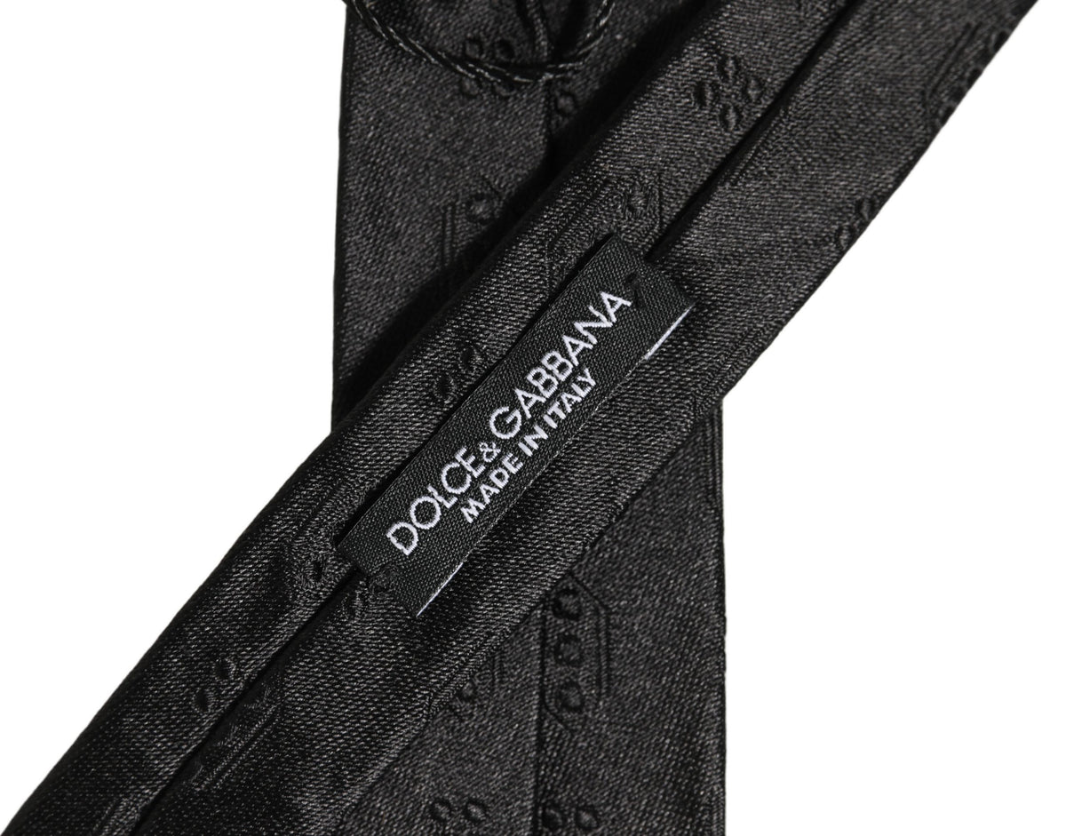 Dolce & Gabbana Black Silk Jacquard Adjustable Men NeckMen's Accessory Men's Tie