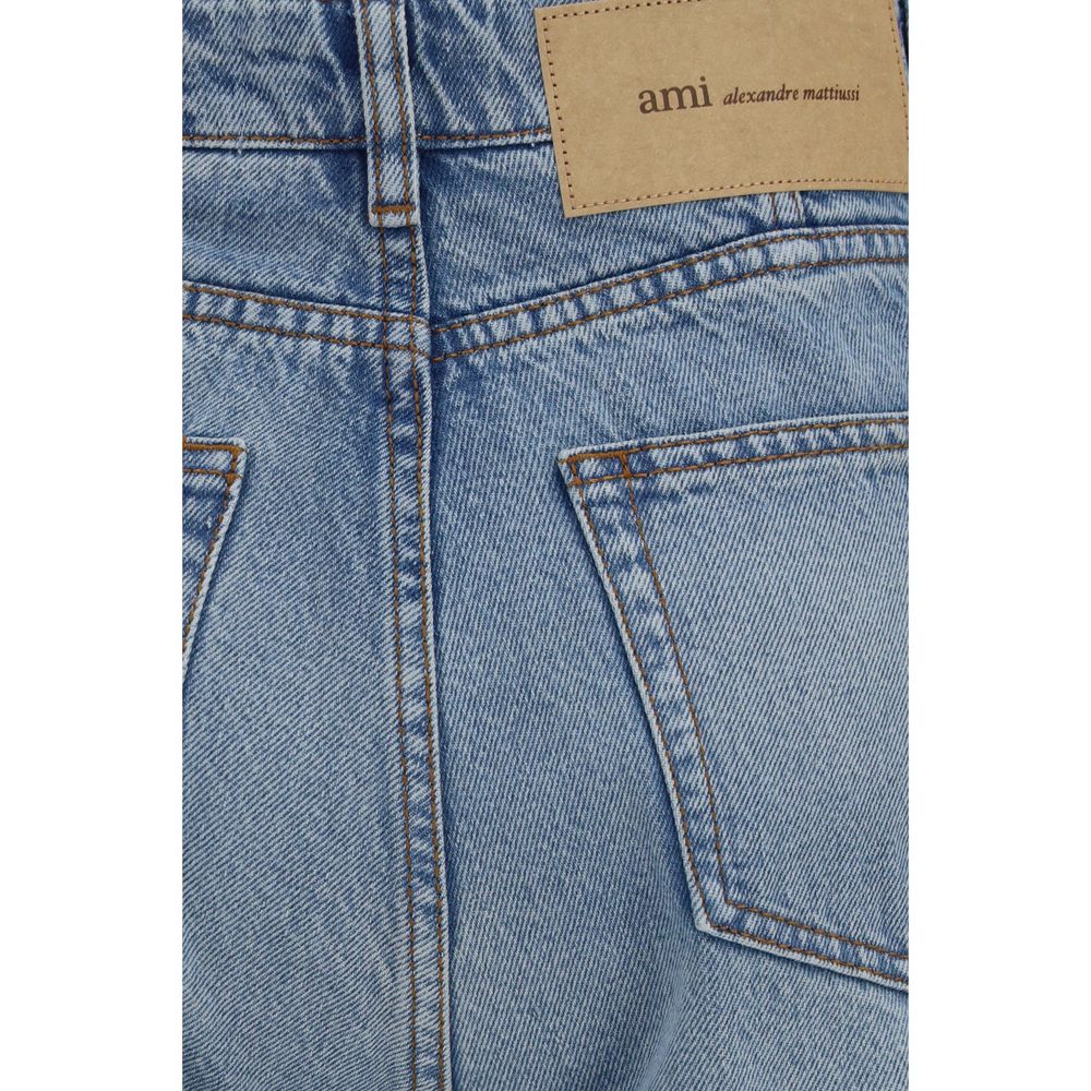 Ami Paris Blue Cotton Flared Women's Jeans