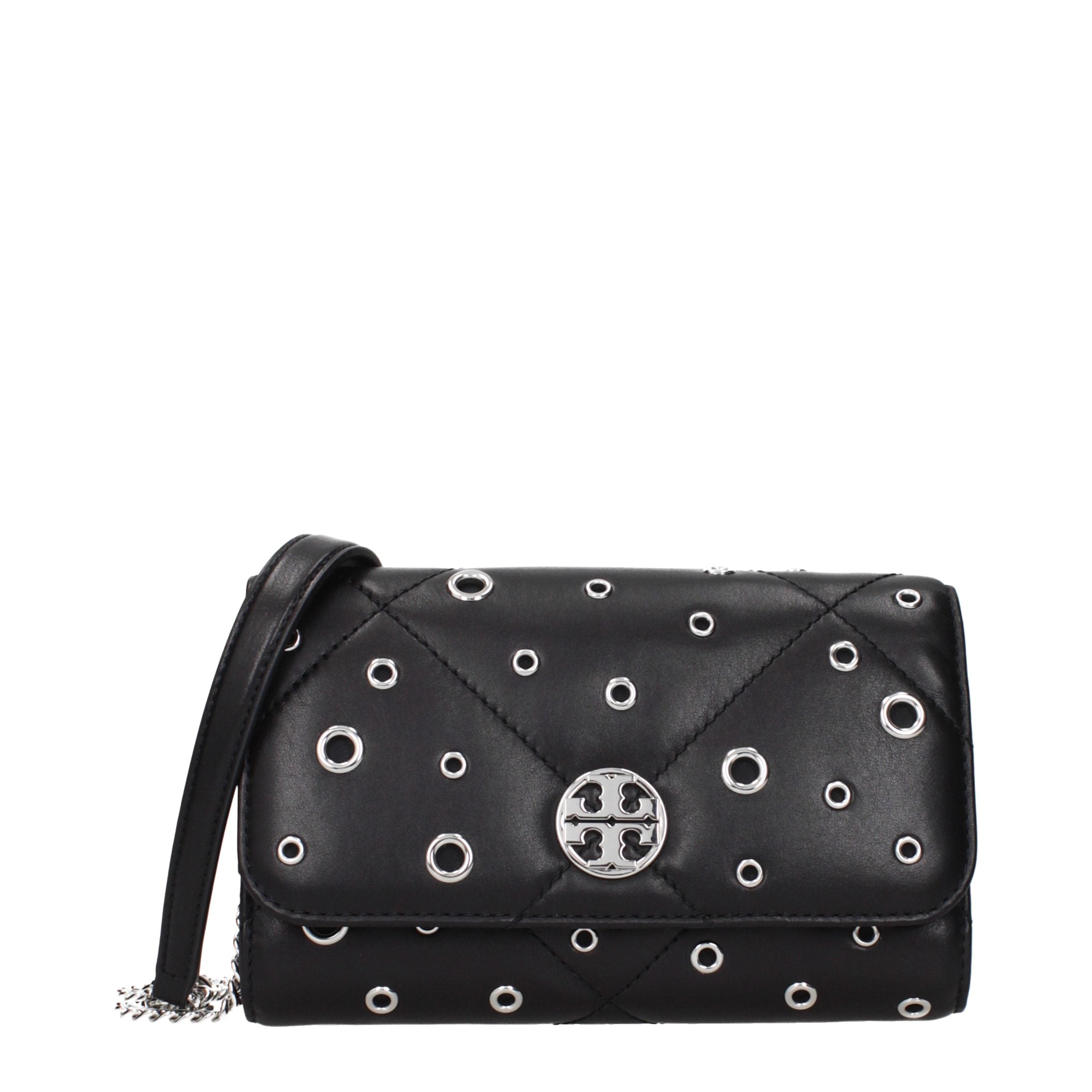 Tory Burch Black Leather Clutch Women's Bag