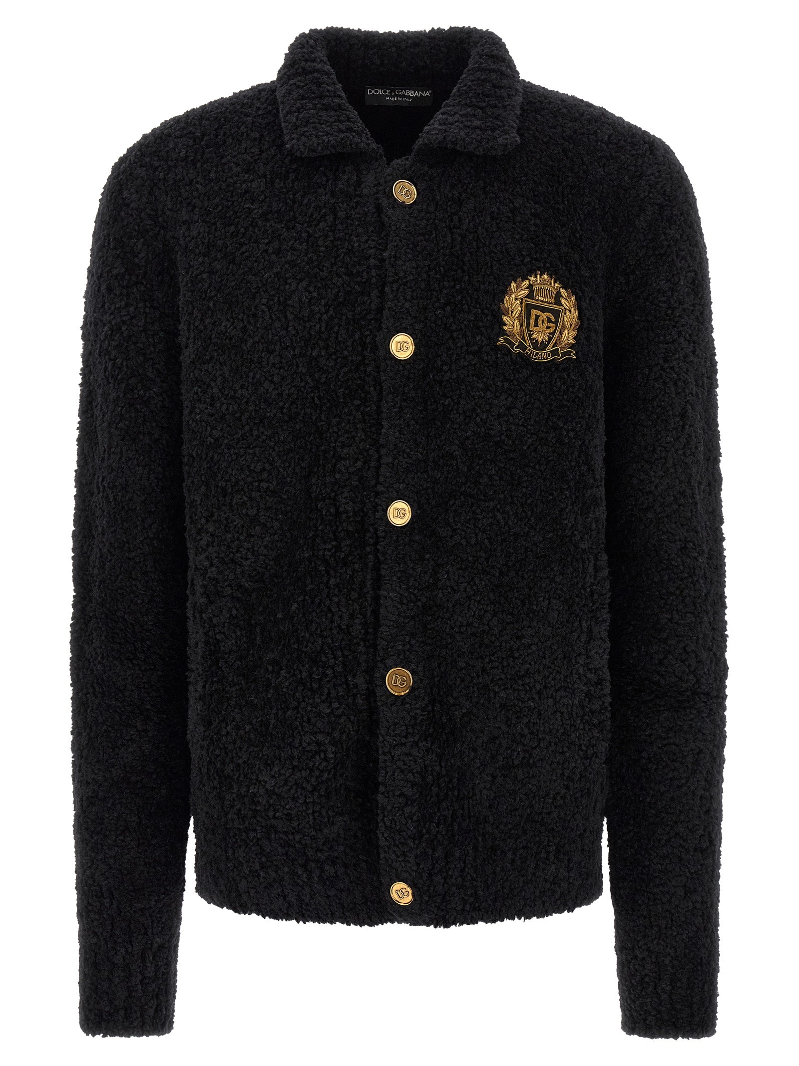 Dolce & Gabbana Black Alpaca Leather Men's Cardigan