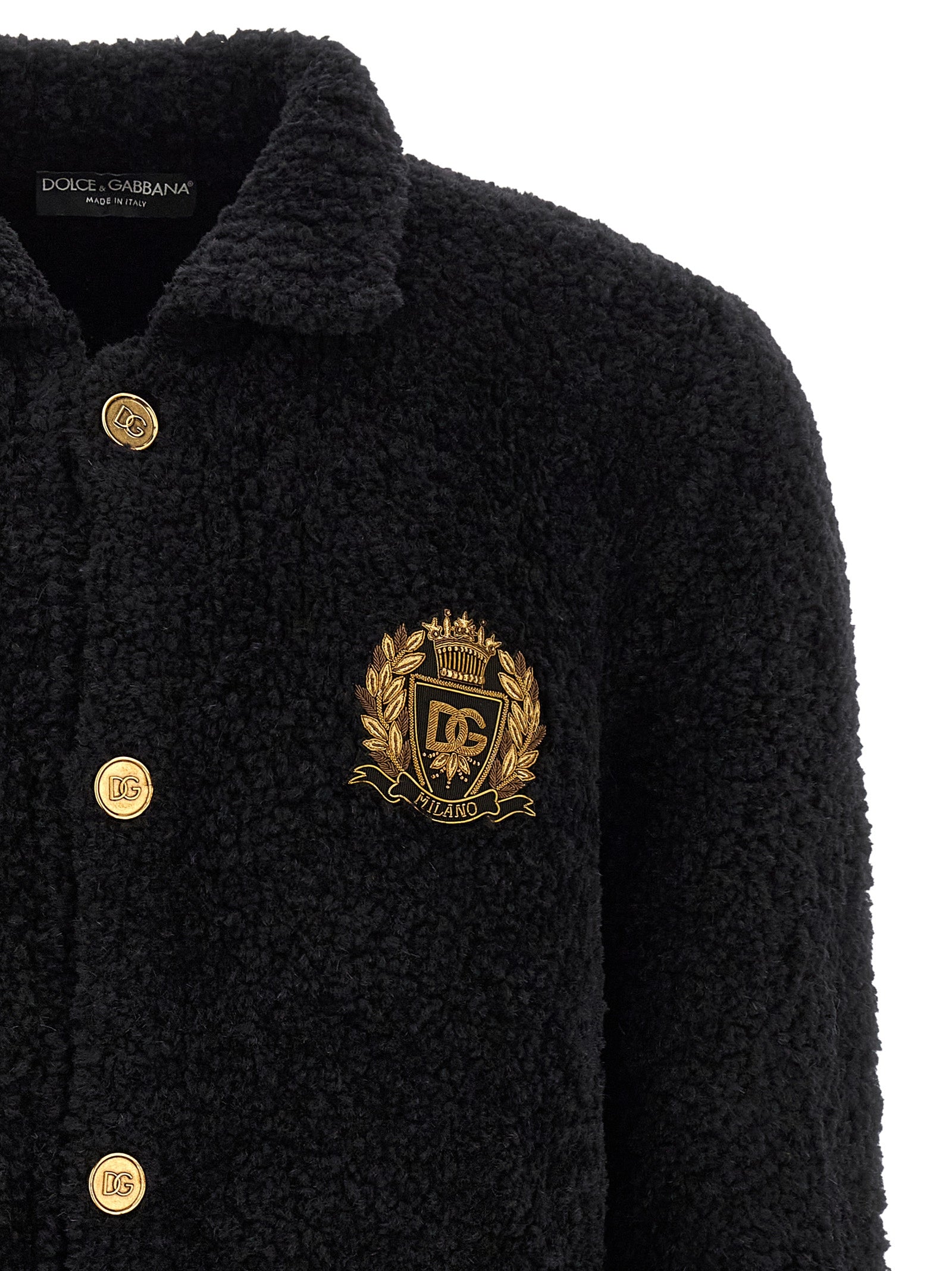 Dolce & Gabbana Black Alpaca Leather Men's Cardigan