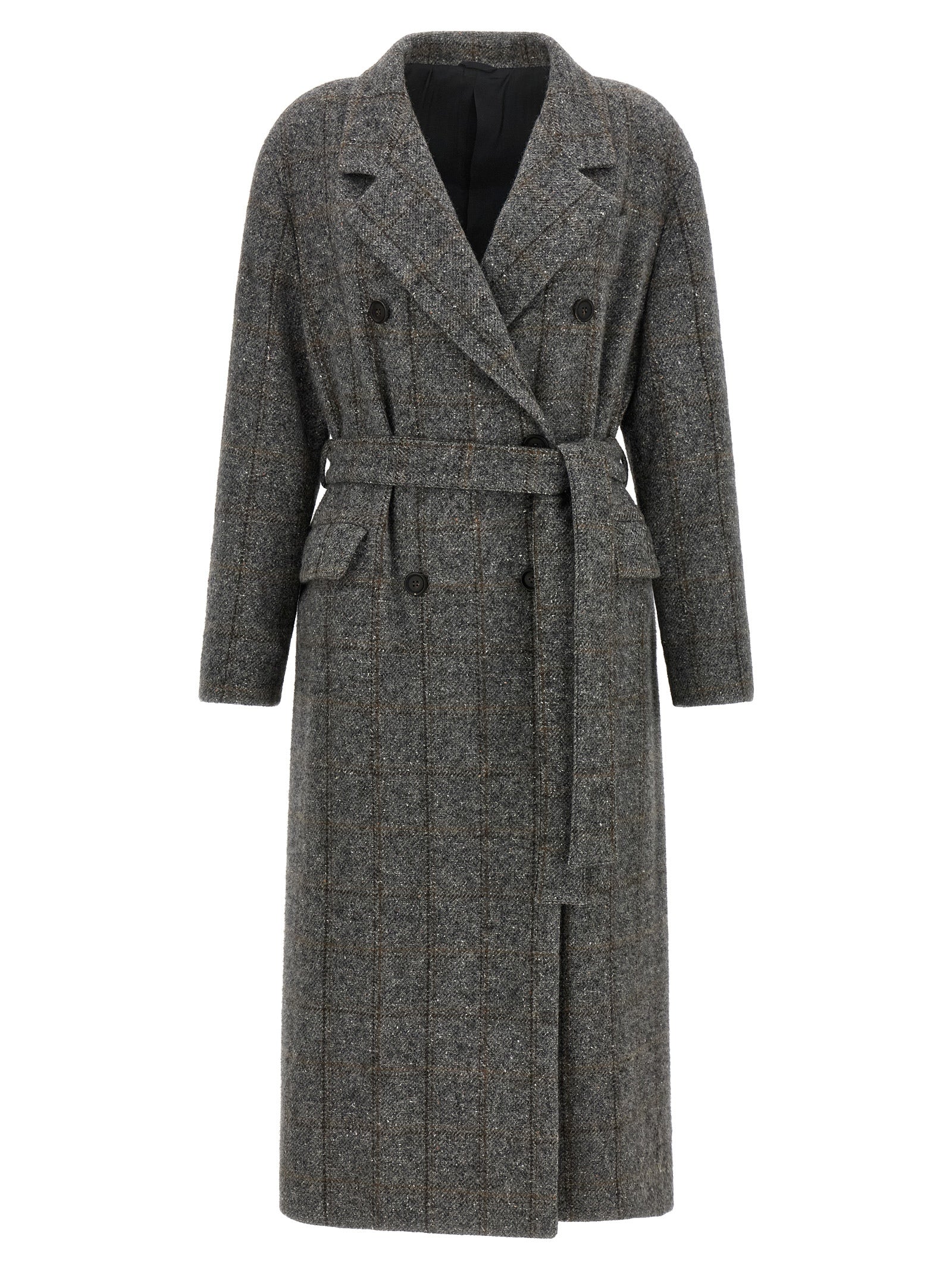 Brunello Cucinelli Gray Alpaca Leather Women's Coat