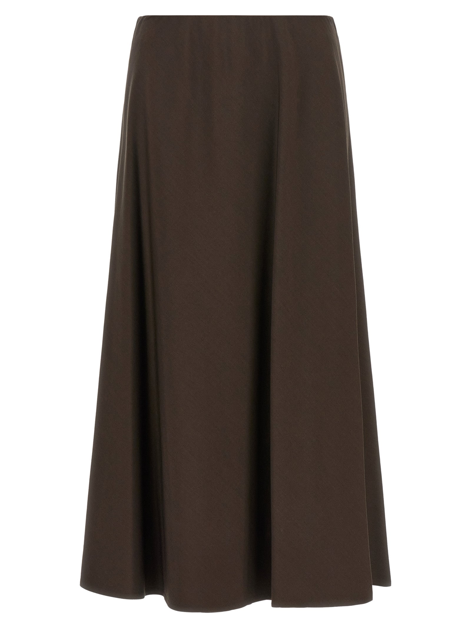Brunello Cucinelli Brown Virgin Wool Midi Women's Skirt