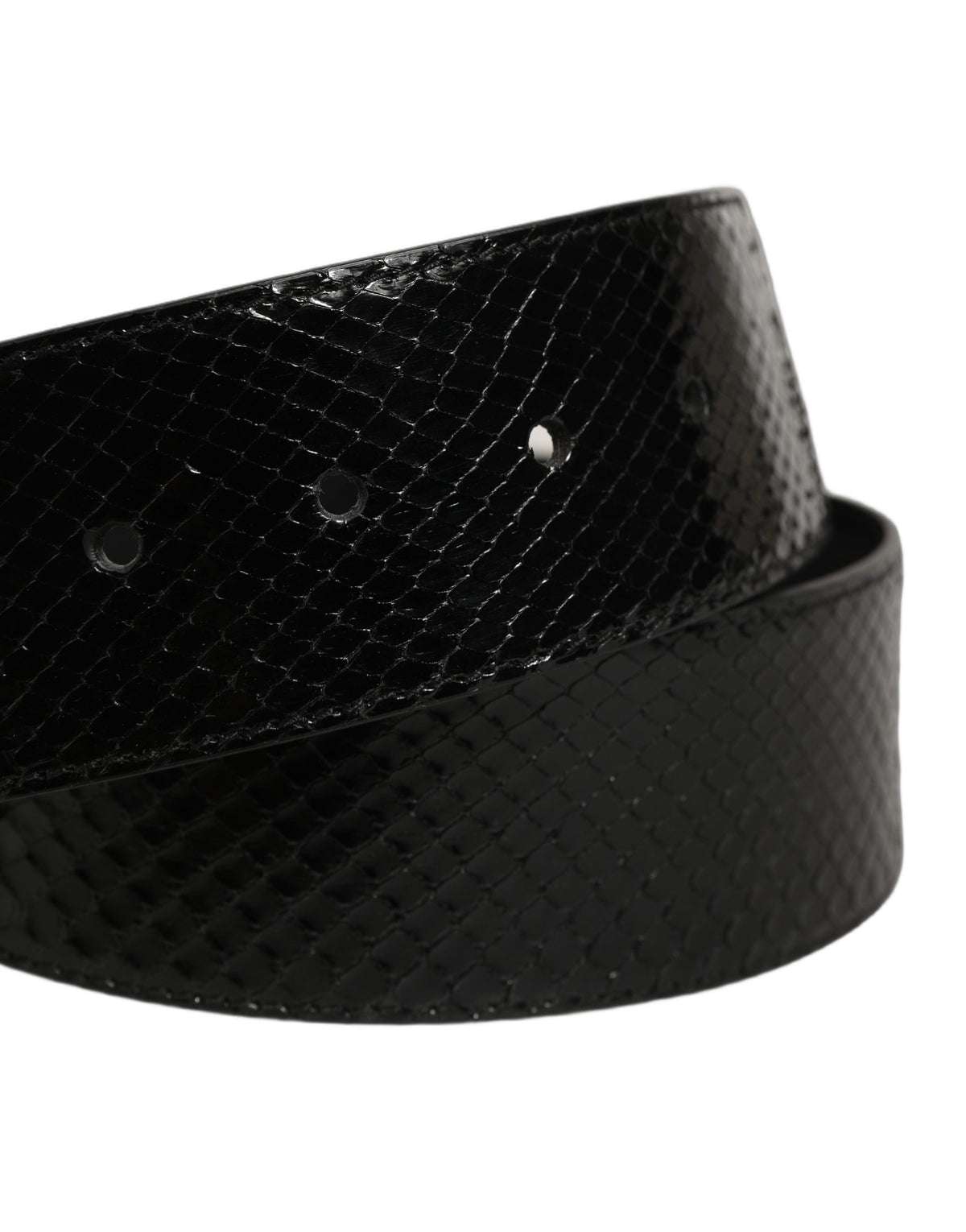 Dolce & Gabbana Black Exotic Leather Gold Metal Buckle Women's Belt (Pre-Owned)