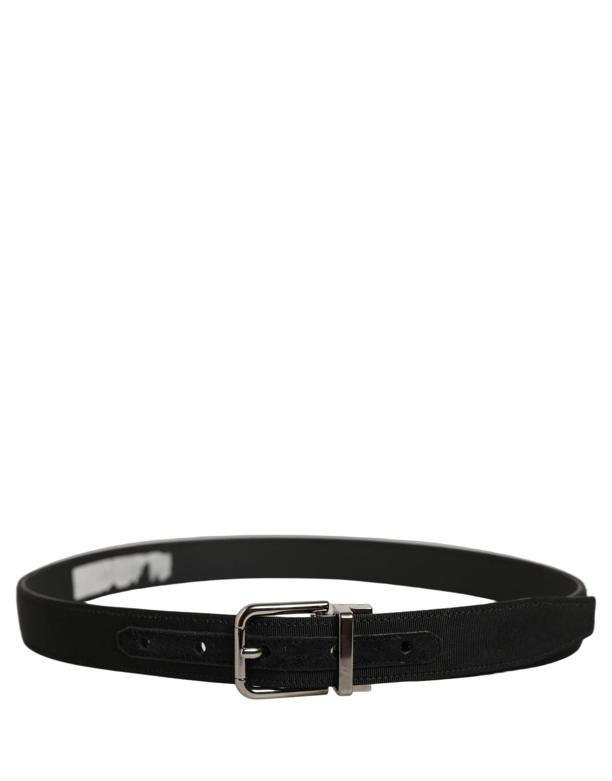 Dolce & Gabbana Black Classic Leather Silver Tone Buckle Women's Belt