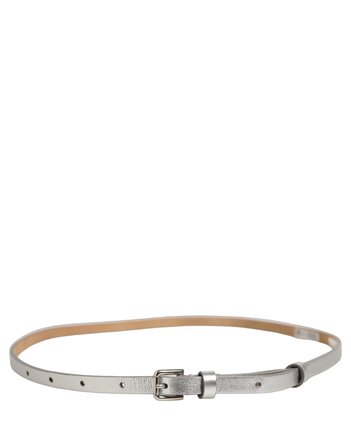 Dolce & Gabbana Metallic Silver Leather Square Buckle Women's Belt