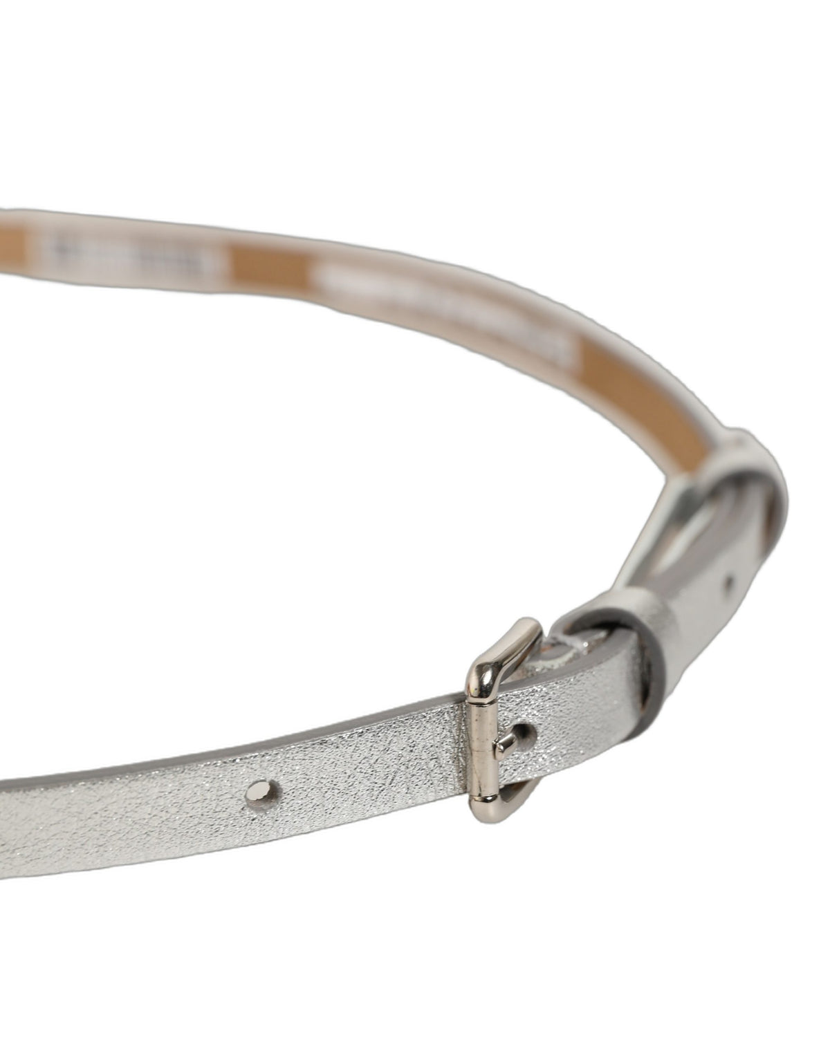 Dolce & Gabbana Metallic Silver Leather Square Buckle Women's Belt