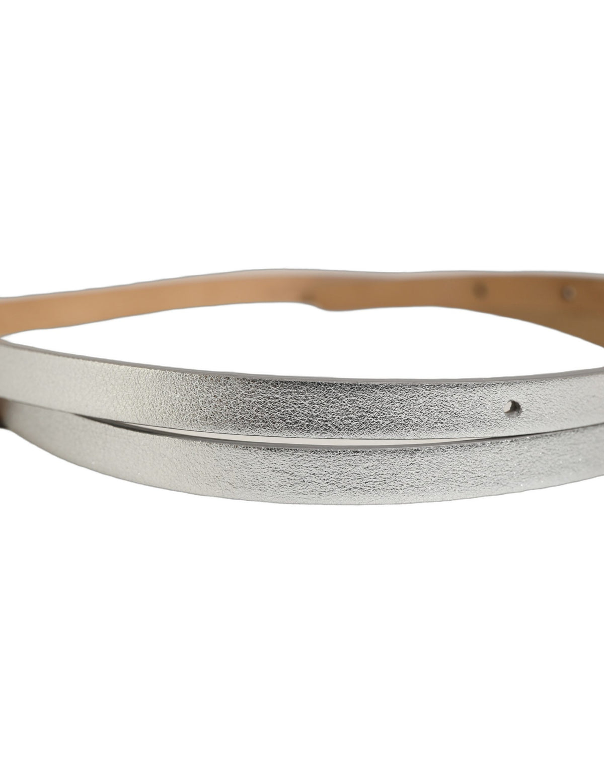 Dolce & Gabbana Metallic Silver Leather Square Buckle Women's Belt