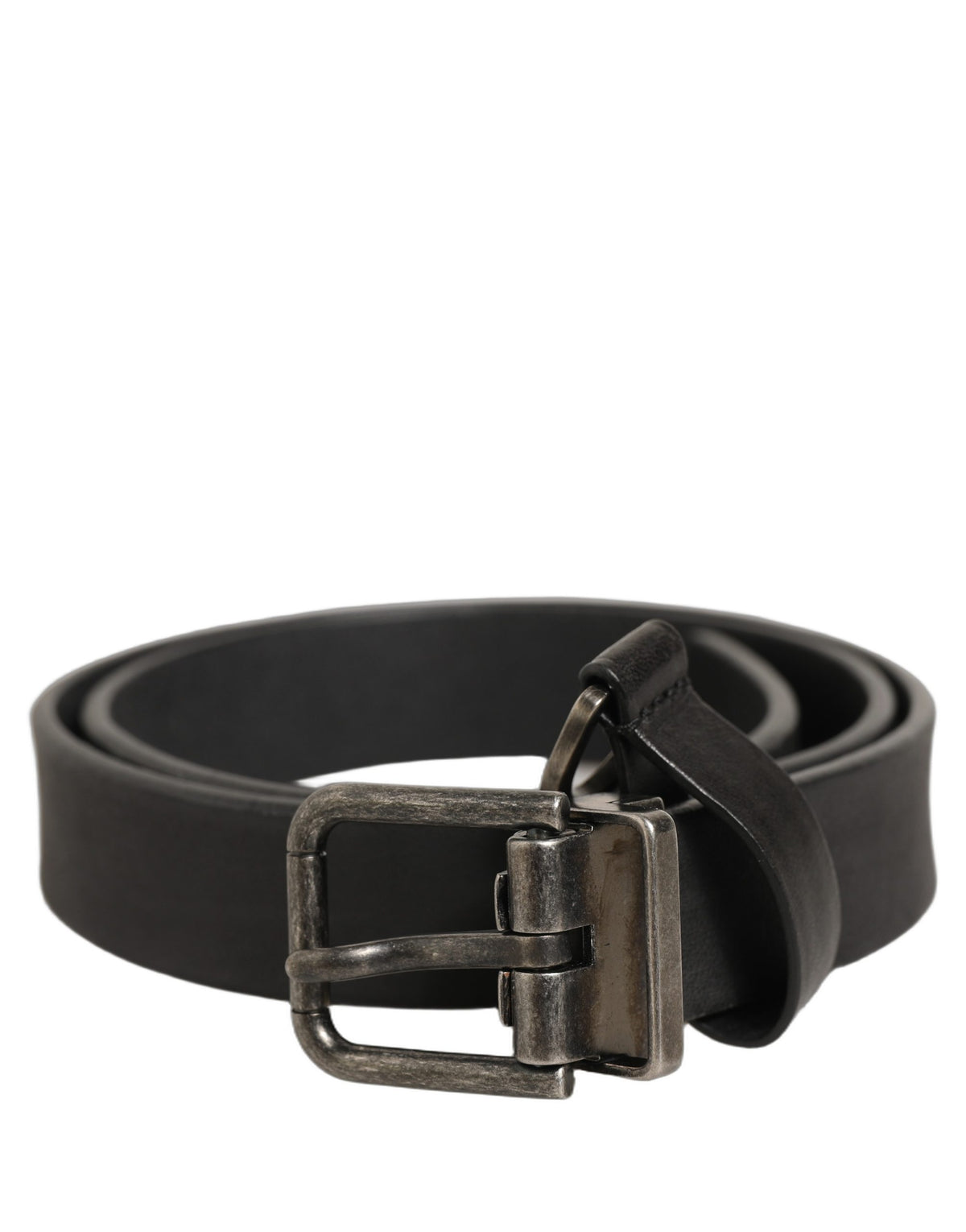 Dolce & Gabbana Black Leather Antique Finish Buckle Women's Belt