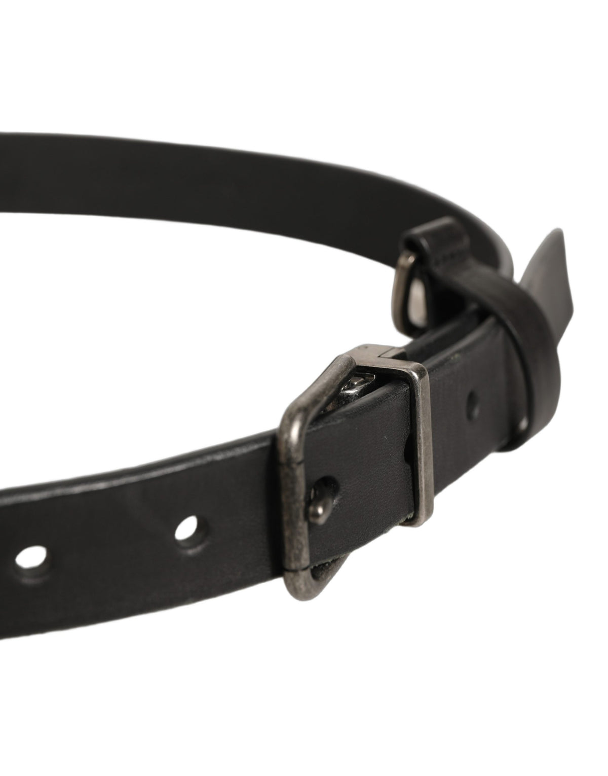 Dolce & Gabbana Black Leather Antique Finish Buckle Women's Belt