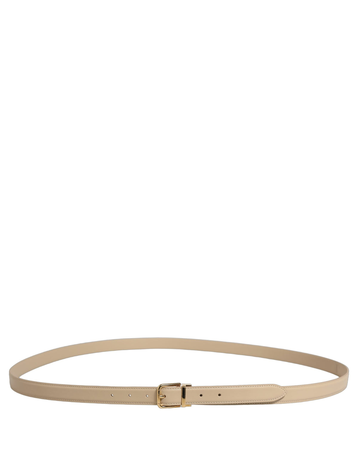 Dolce & Gabbana Beige Leather Double Wrap Gold Buckle Women's Belt