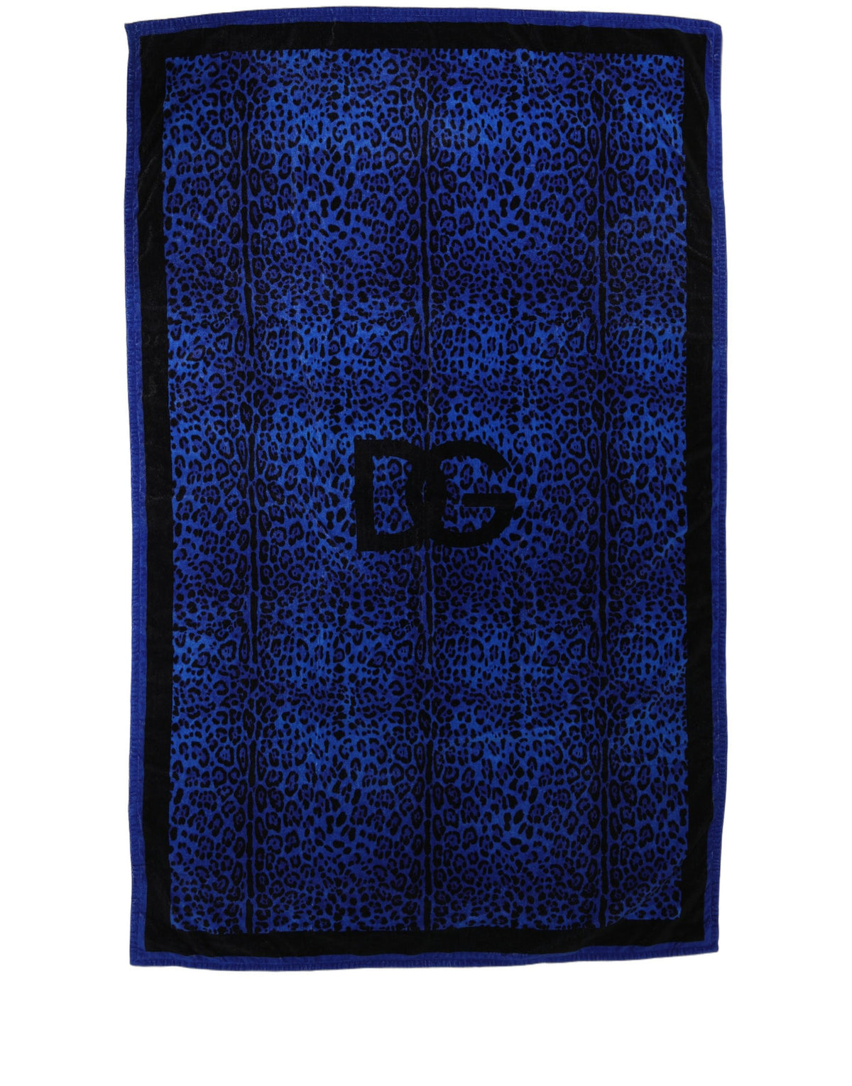 Dolce & Gabbana Royal Blue Leopard DG Logo 100% Cotton Beach Women's Towel