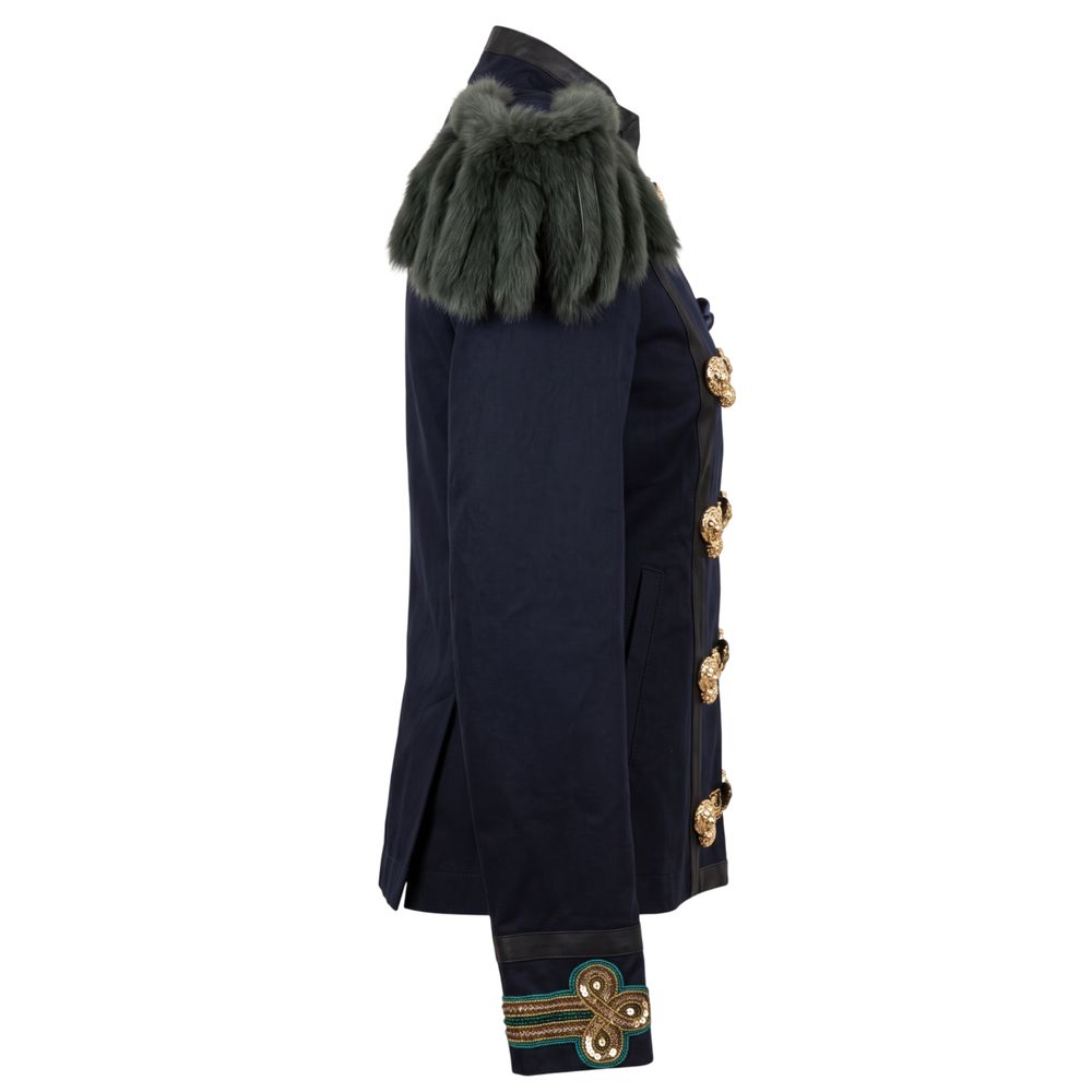 Mr&Mrs Italy Blue Cotton Women's Women's Jacket