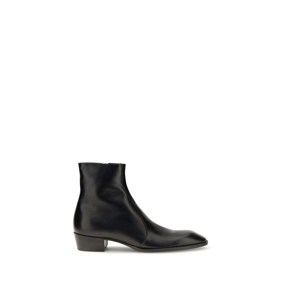 Saint Laurent Black Calf Leather Bos Taurus Ankle Men's Boots