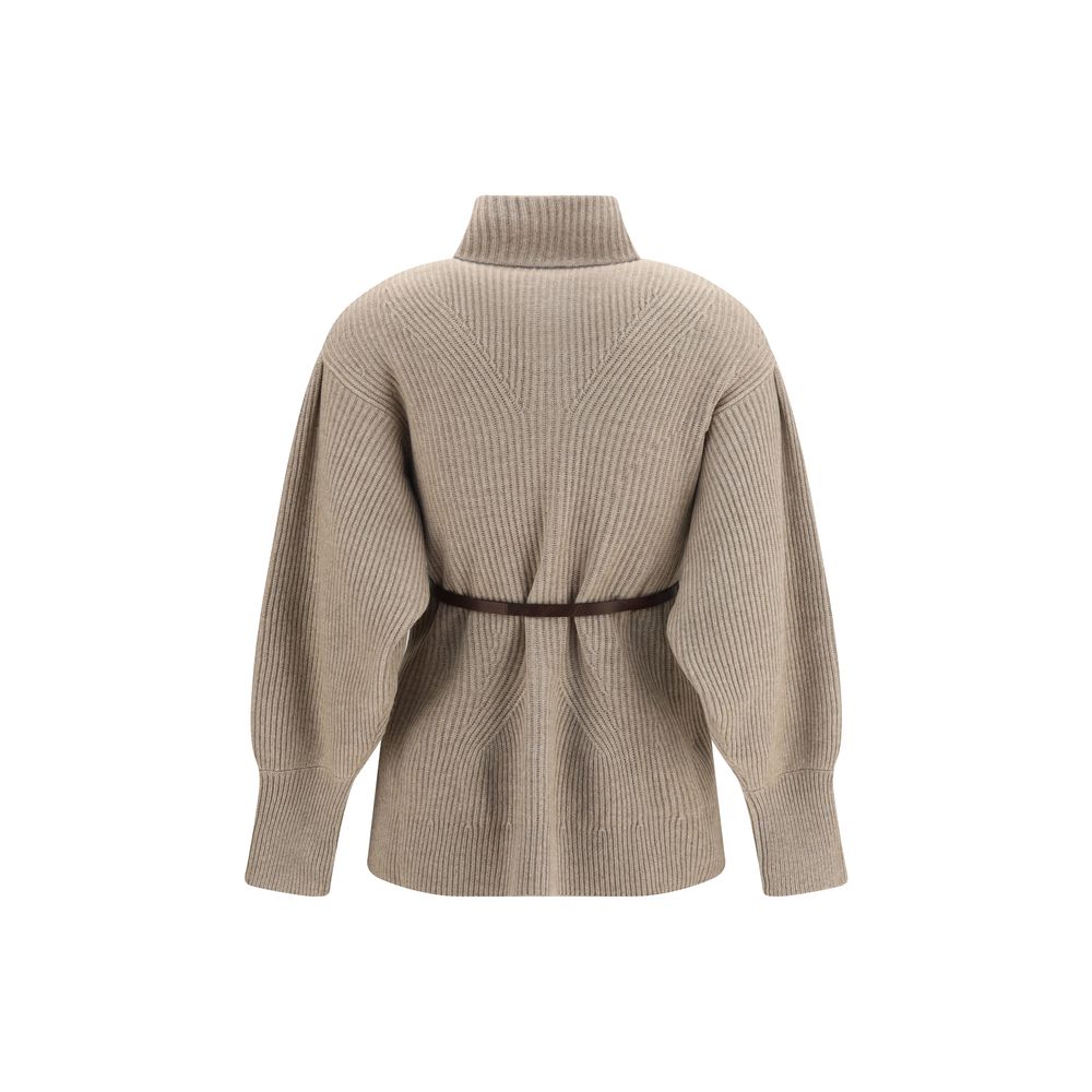Brunello Cucinelli Beige Wool Oves Aries Women's Cardigan