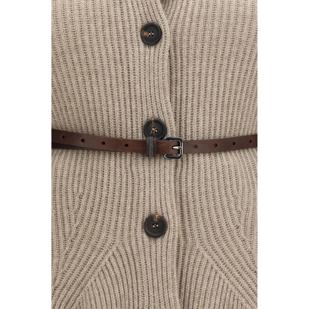 Brunello Cucinelli Beige Wool Oves Aries Women's Cardigan