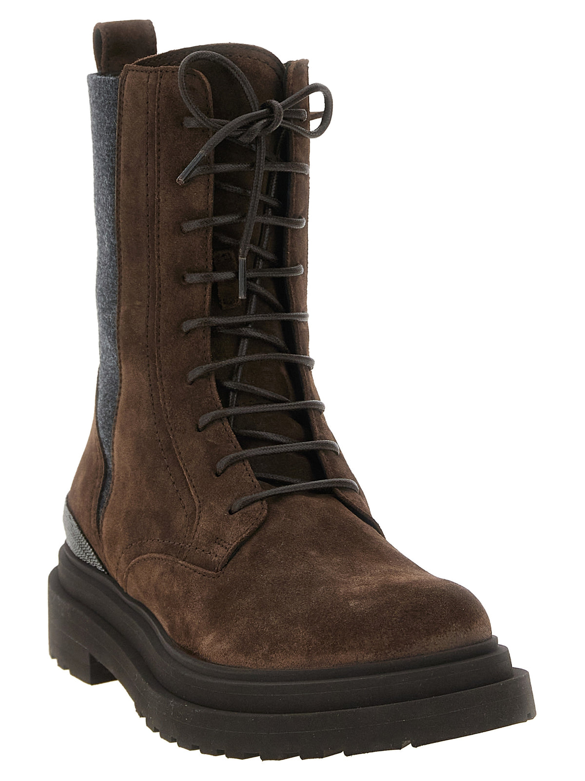 Brunello Cucinelli Brown Calfskin Lace-Up Women's Boots