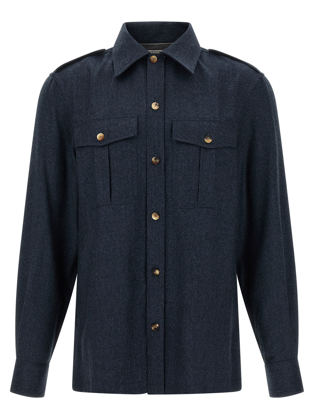 Brunello Cucinelli Blue Virgin Wool Men's Blouse