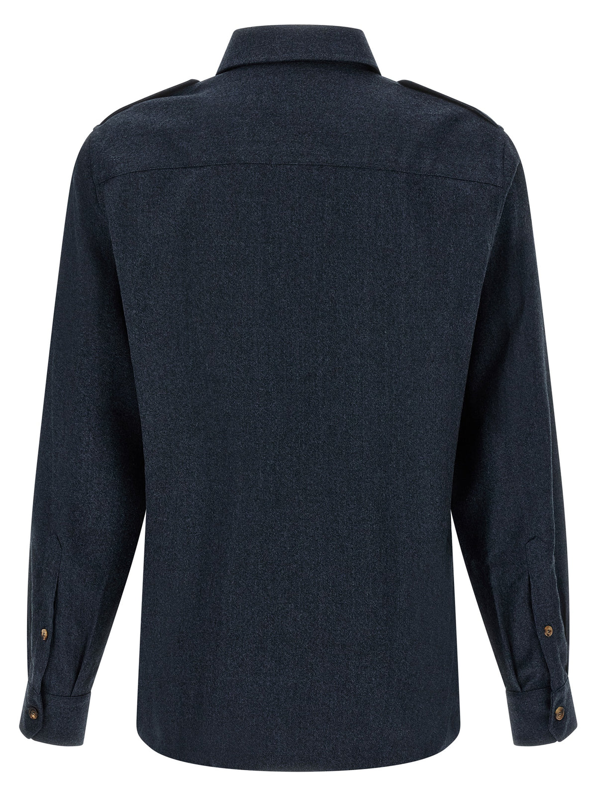 Brunello Cucinelli Blue Virgin Wool Men's Blouse