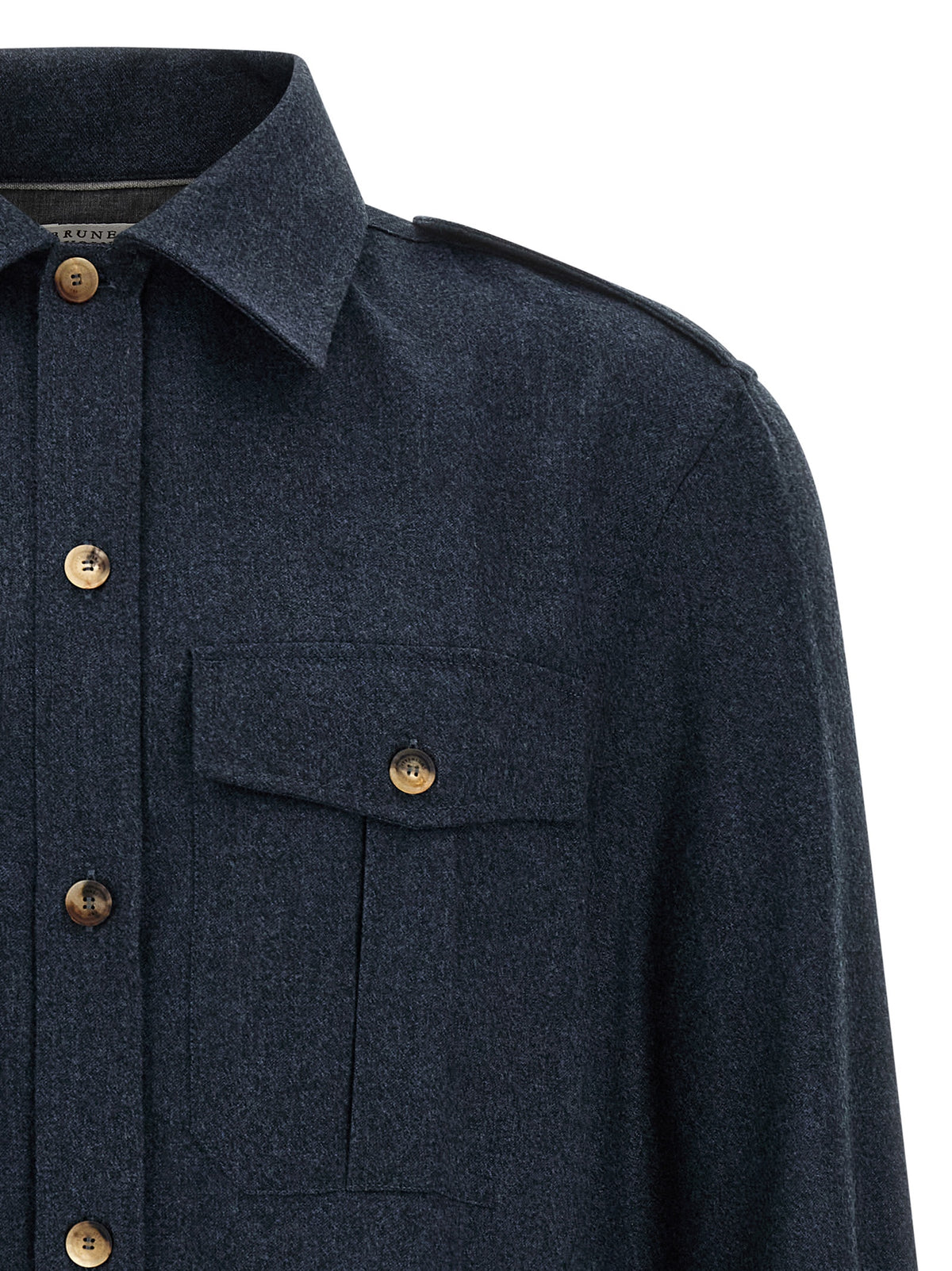 Brunello Cucinelli Blue Virgin Wool Men's Blouse